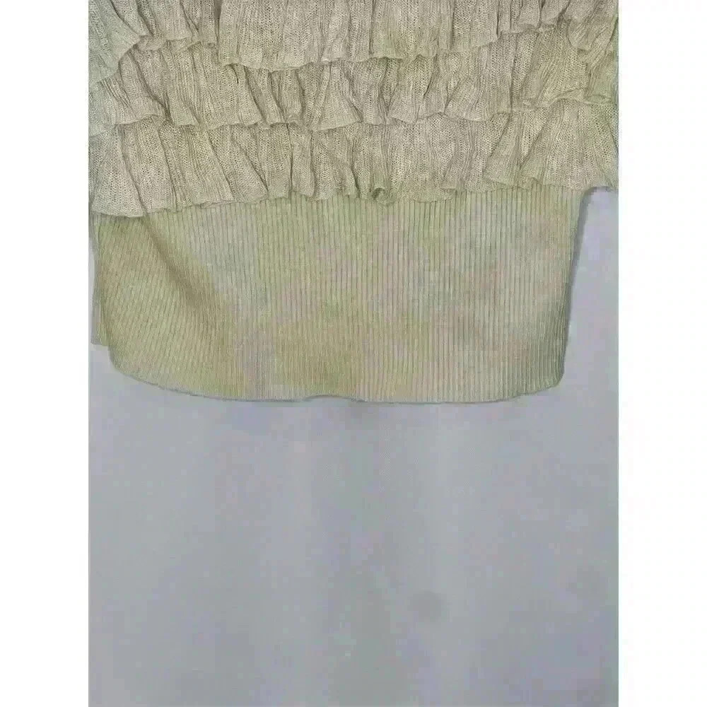 Lalavon Women's Ivory Ruffle Detail Square Neck Sweater Top Size L - Picture 4 of 12